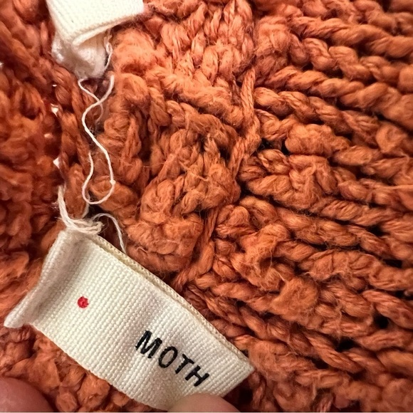 Moth Chunky Cable Knit High- Low Burnt Orange Sweater Size S - Picture 9 of 12